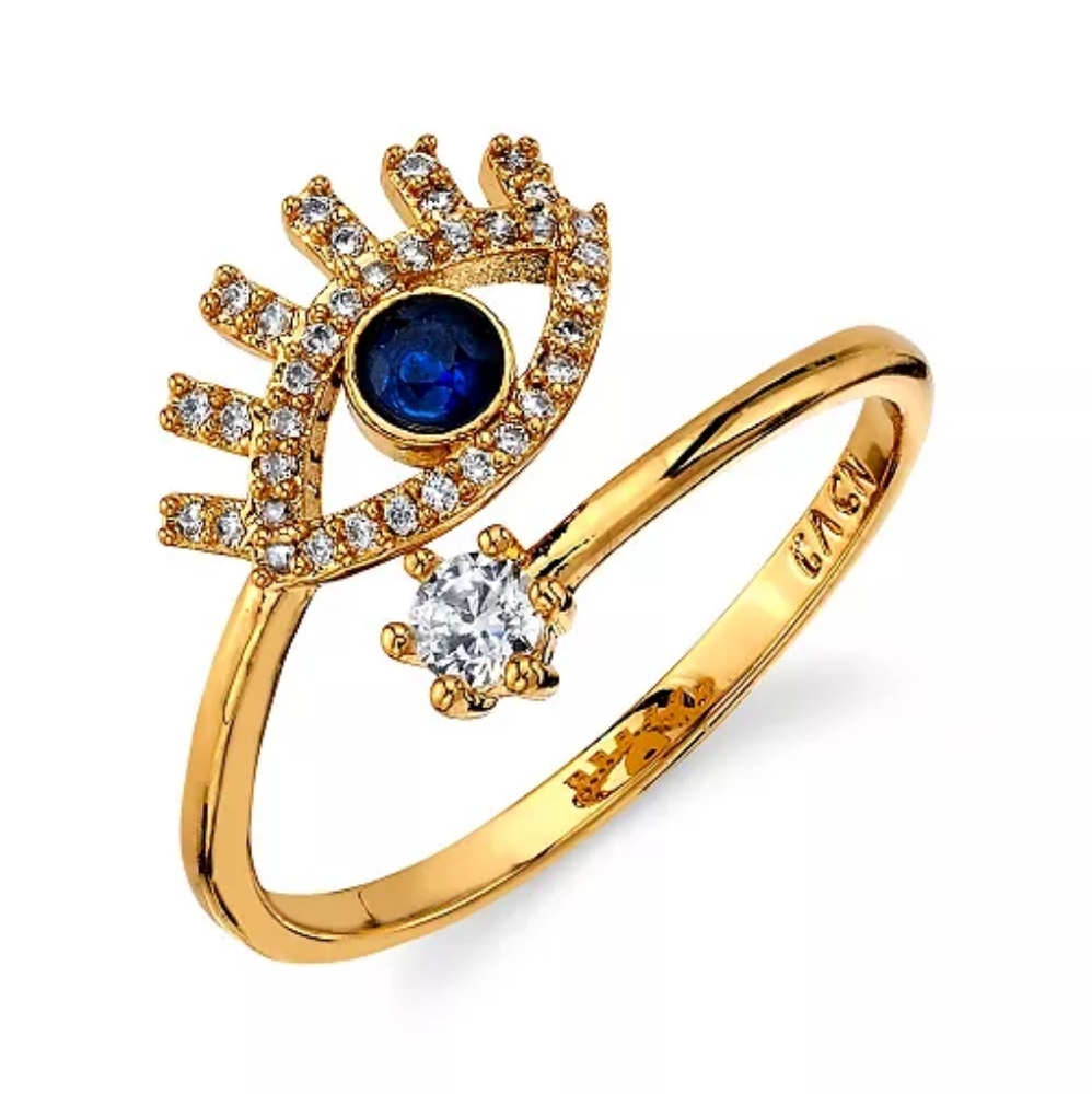 Unwritten Cubic zirconia Evil Eye Wrap Ring size 7